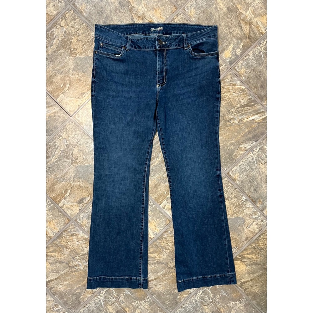 Wrangler Bootcut Jeans Women 17x34 Dark Wash Blue Stretch Denim